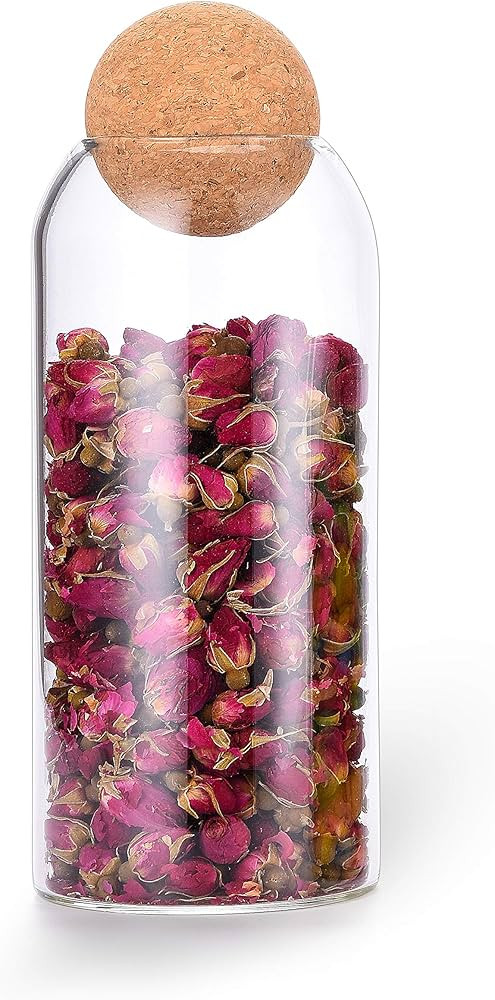 1200ML/40Oz round cork glass bottle sealed jar nut storage jar coffee bean jar round transparent | Amazon (US)