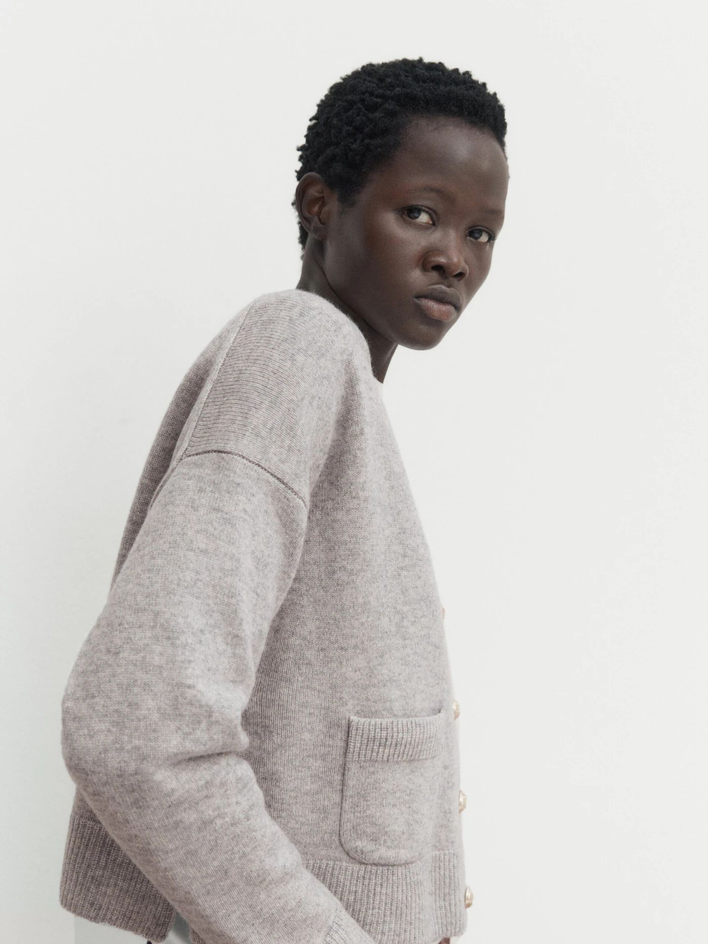 Wool and cashmere blend knit cardigan | Massimo Dutti (US)