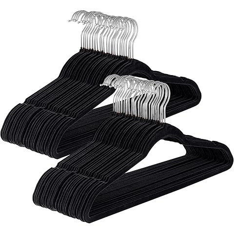 PORTENTUM Cintres en Velours, Lot de 30, Noir. Porte-Accessoires, Crochet à 360º, Gain de Place... | Amazon (FR)