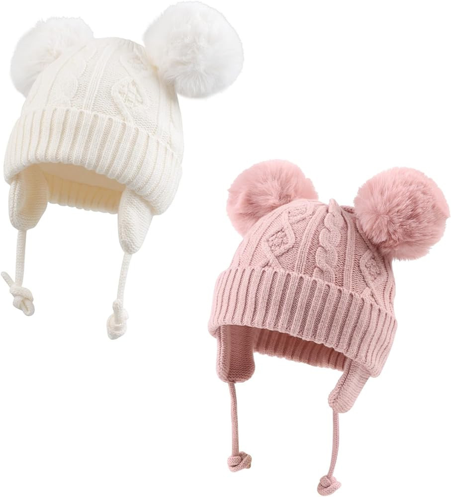 JANGANNSA Cute Knitted Boys Girls Christmas Beanie Warm Earflap Winter Hat Infant Toddler Baby Be... | Amazon (US)
