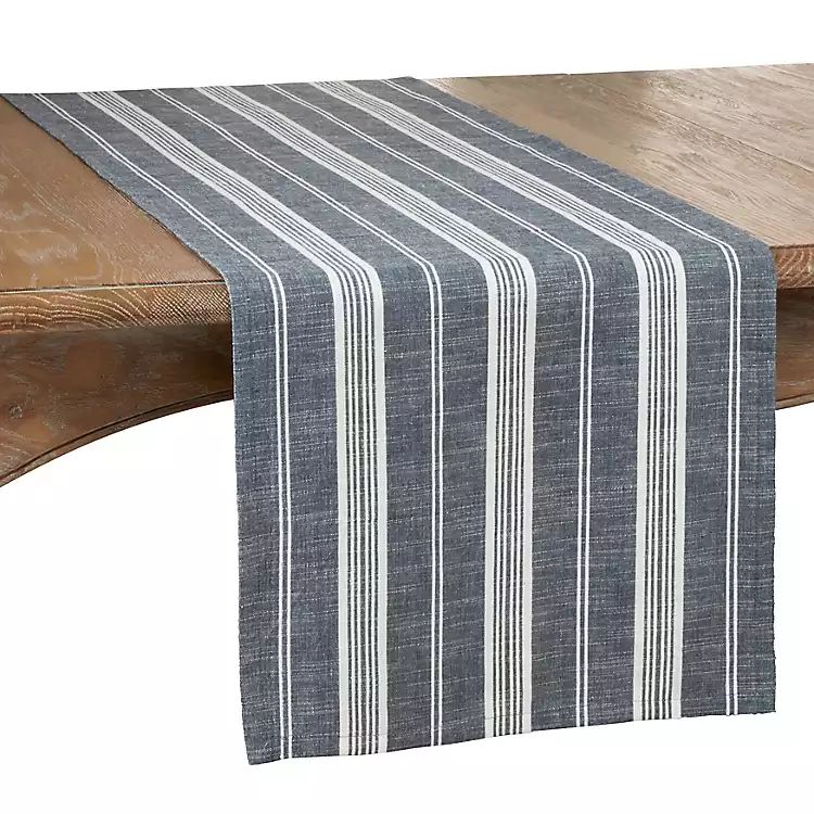 Deep Blue Thin Striped Table Runner | Kirkland's Home