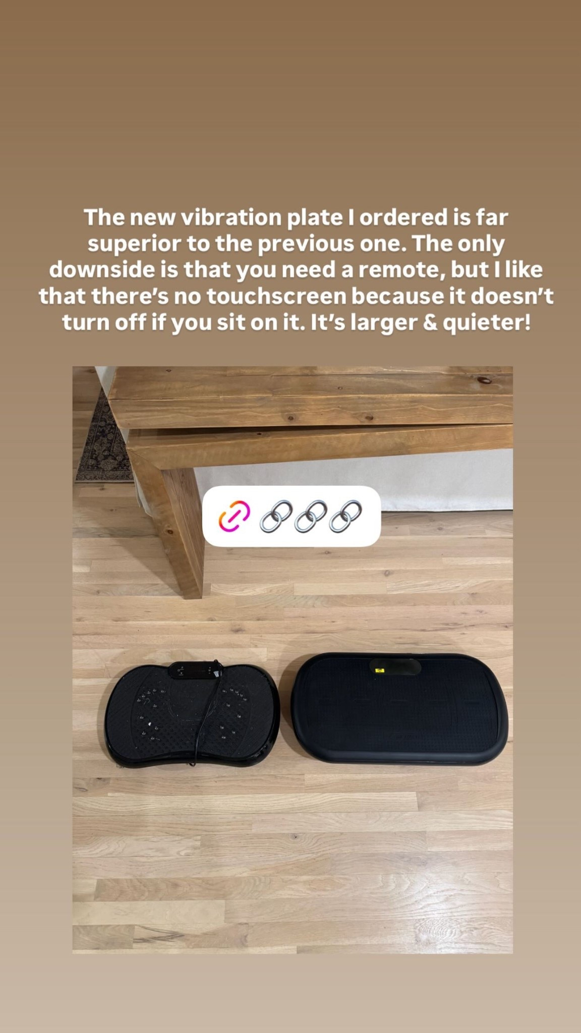 Bought a new vibration plate… this one is larger and doesn’t have controls on the surface

#LTKfitnessgoals