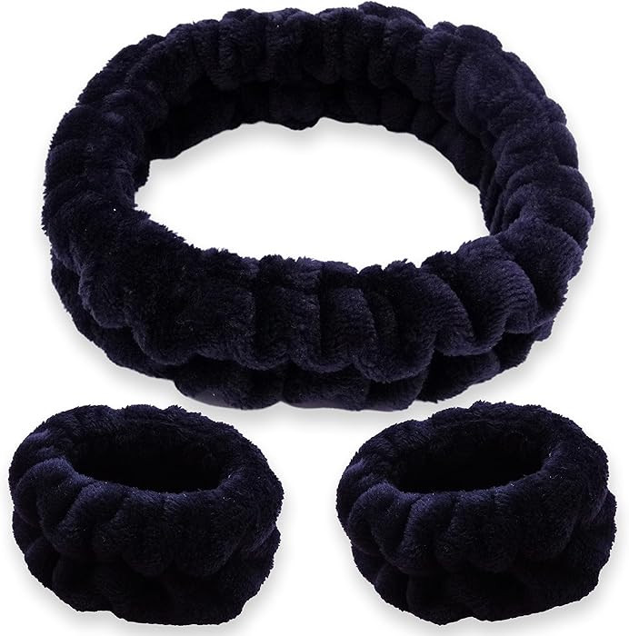 FROG SAC Puffy Spa Headband and Wristbands for Face Washing, Fuzzy Skincare Headbands for Women, ... | Amazon (US)