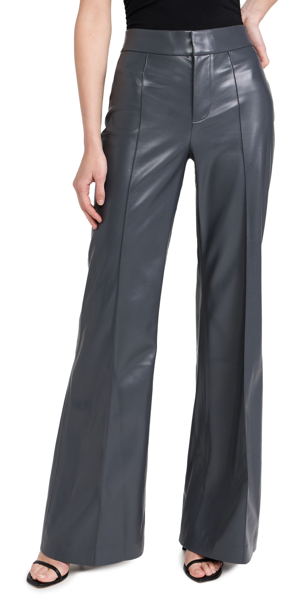 alice + olivia Dylan Vegan Leather Pants Charcoal 0 | Shopbop