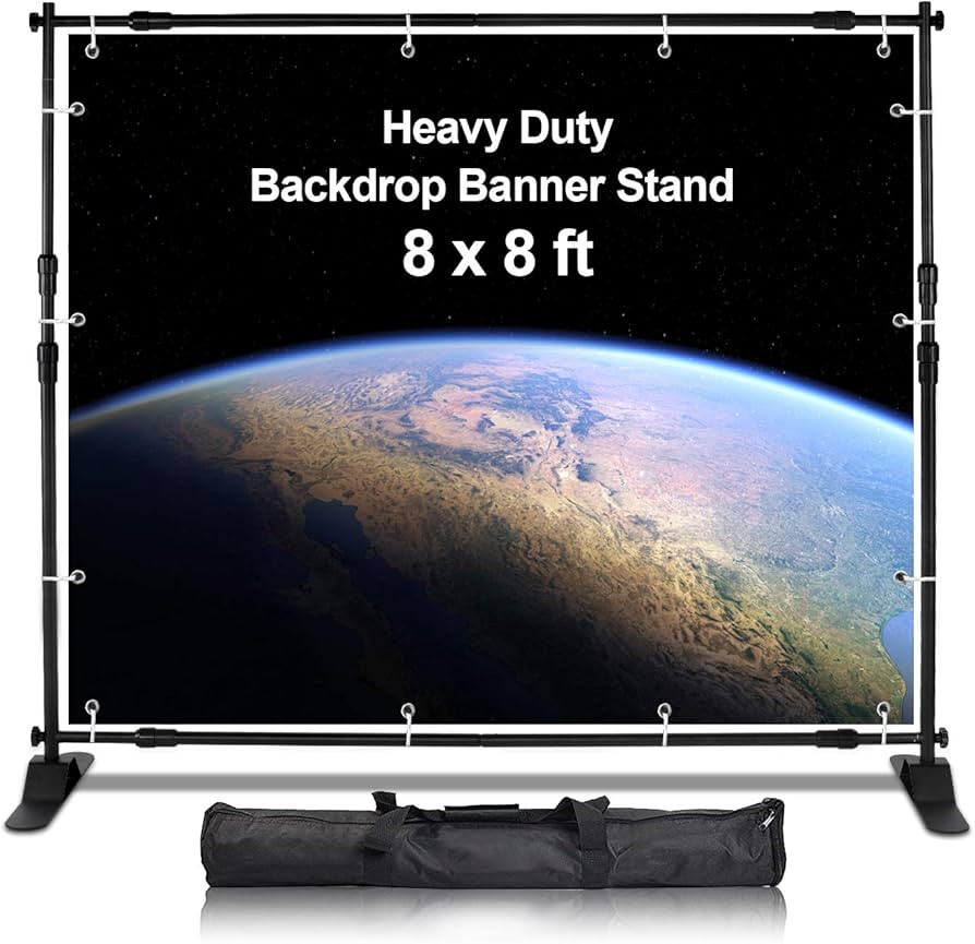 AkTop 8x8 ft Heavy Duty Backdrop Banner Stand Kit, Adjustable Photography Step and Repeat Stand f... | Amazon (US)