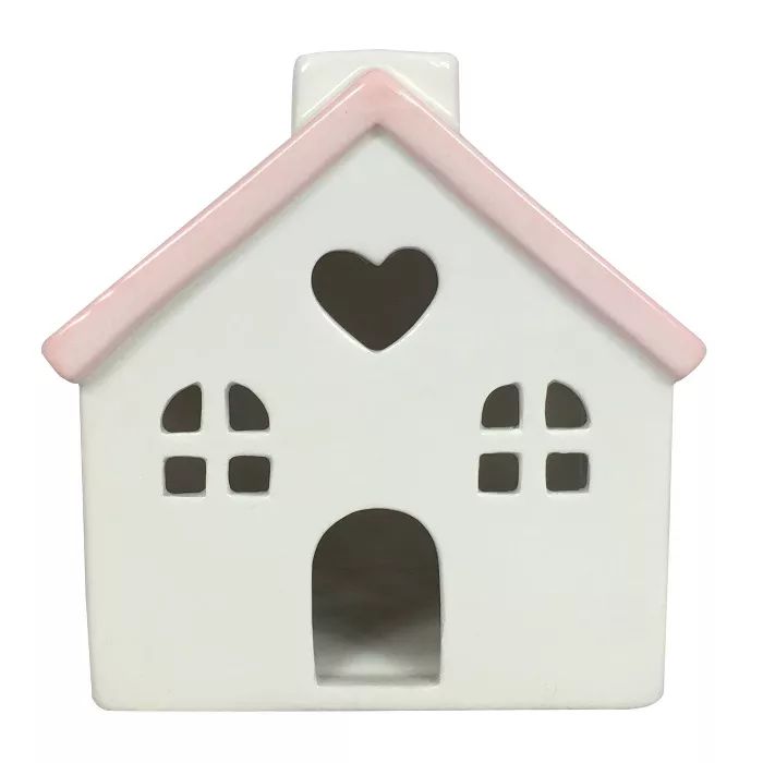Ceramic Valentine&#39;s Day House Pink/White - Spritz&#8482; | Target
