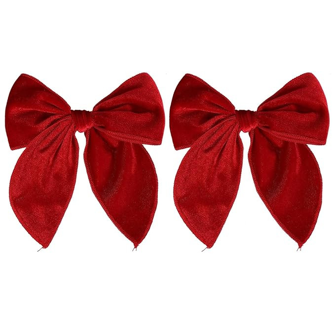 5" Red Christmas Velvet Fable Hair Bows Kids Big Velvet Ribbon Sailor Bow Alligator Clip Cheer Ba... | Amazon (US)