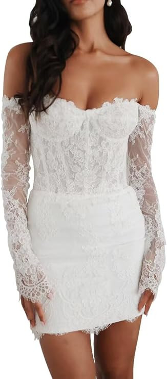 UZN Short Wedding Dresses for Women 2025 Mini Bridal Dress Wedding Reception Gowns for Bride | Amazon (US)