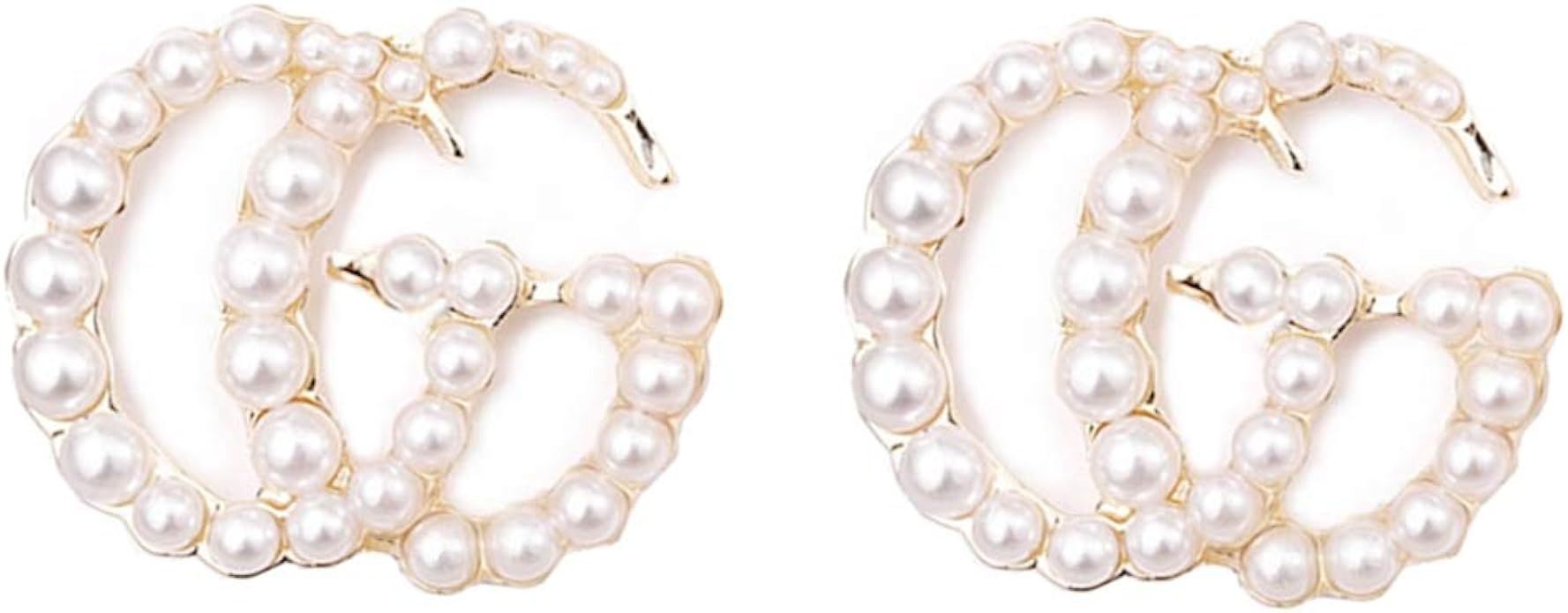 Luxury Letter G Pearl Initial Stud Earrings Drop Statement Earrings for Women Girls | Amazon (US)