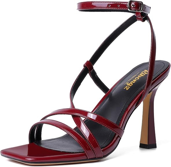RIBONGZ Strappy Stiletto Kitten Heels Ankle Strap Sexy Heeled Sandals for Women Square Open Toe H... | Amazon (US)