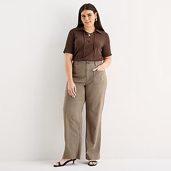 new!a.n.a Womens Plus Wide Leg Highest Rise Trouser | JCPenney