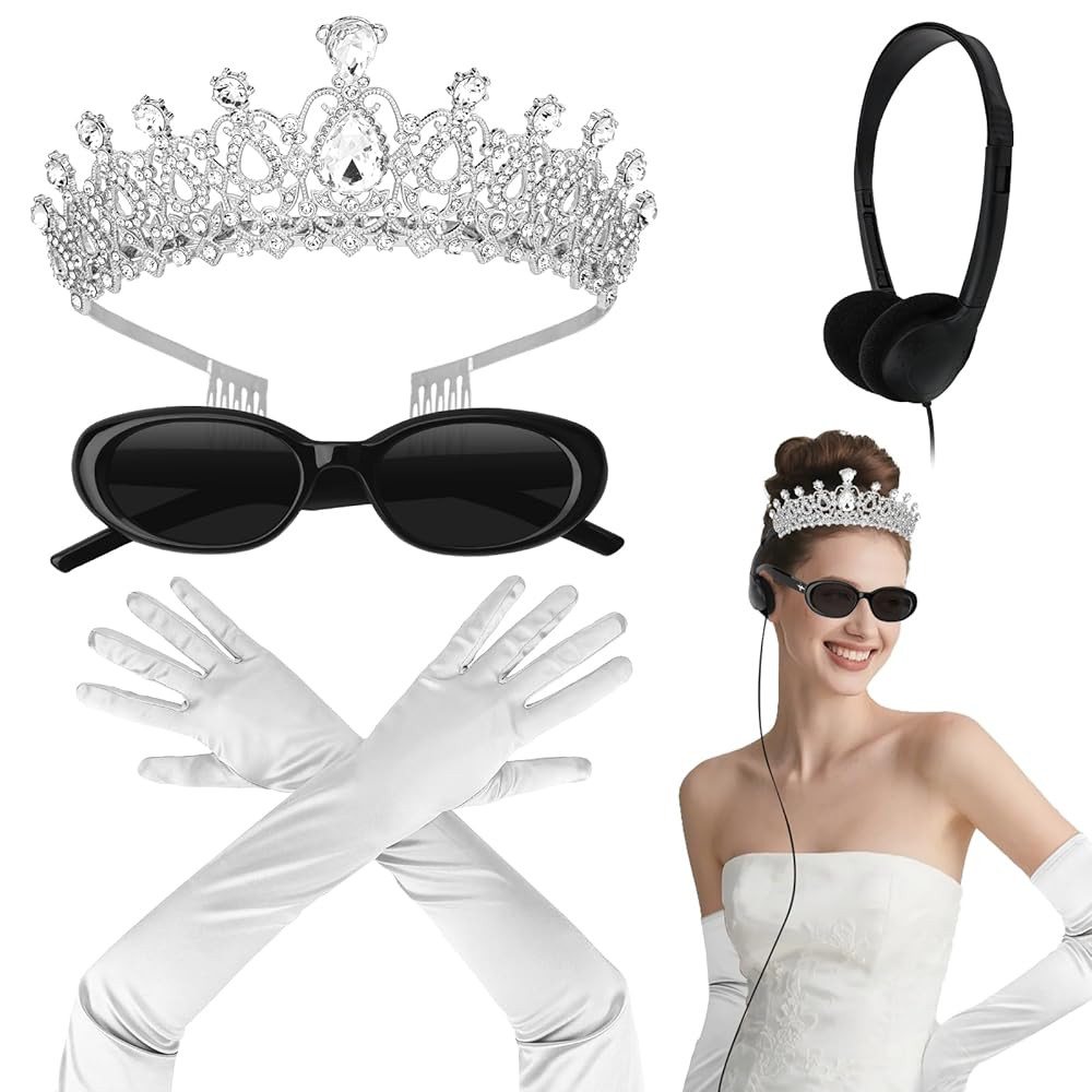 Semato Princess Costume Accessories for Women Princess Bachelorette Party Crown with White Long G... | Amazon (US)