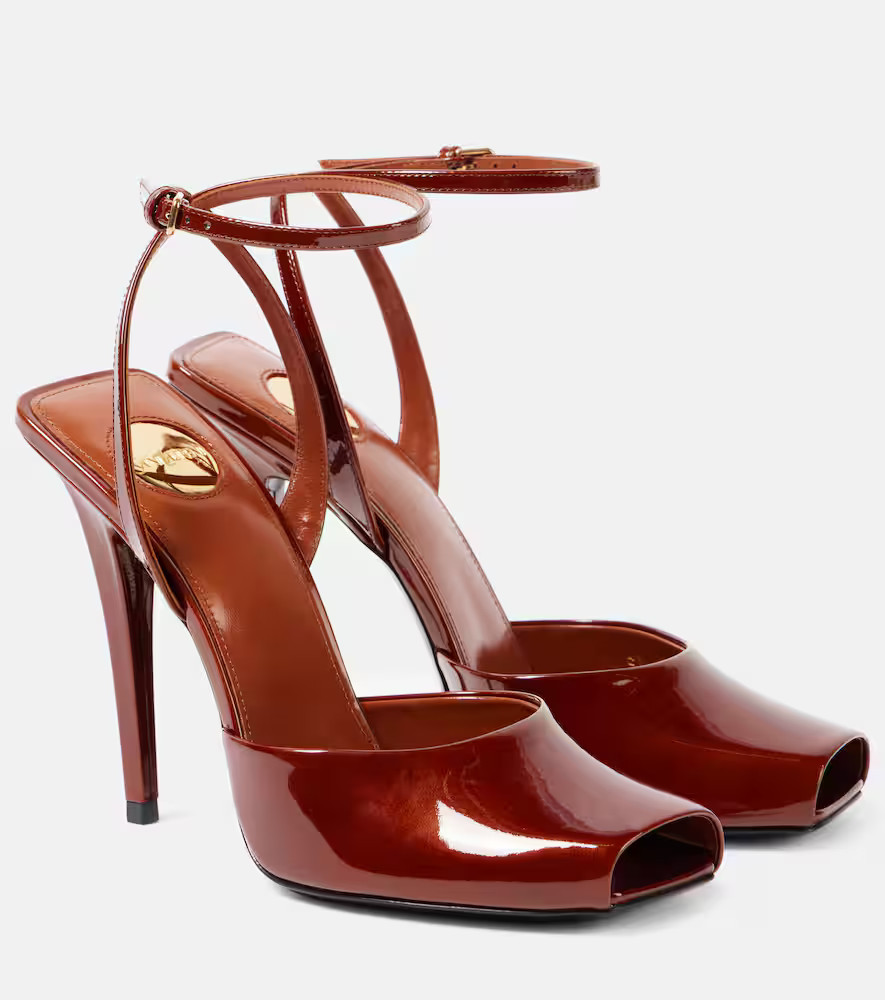 Saint Laurent La Scandale 110 patent leather sandals | Mytheresa (US/CA)