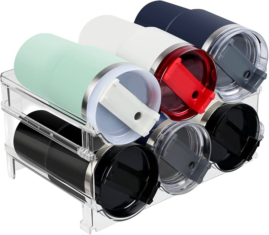 Sisfung Water Bottle Organizer for Cabinet, Water Bottle Storage for Kitchen Organization (2 Tier... | Amazon (US)