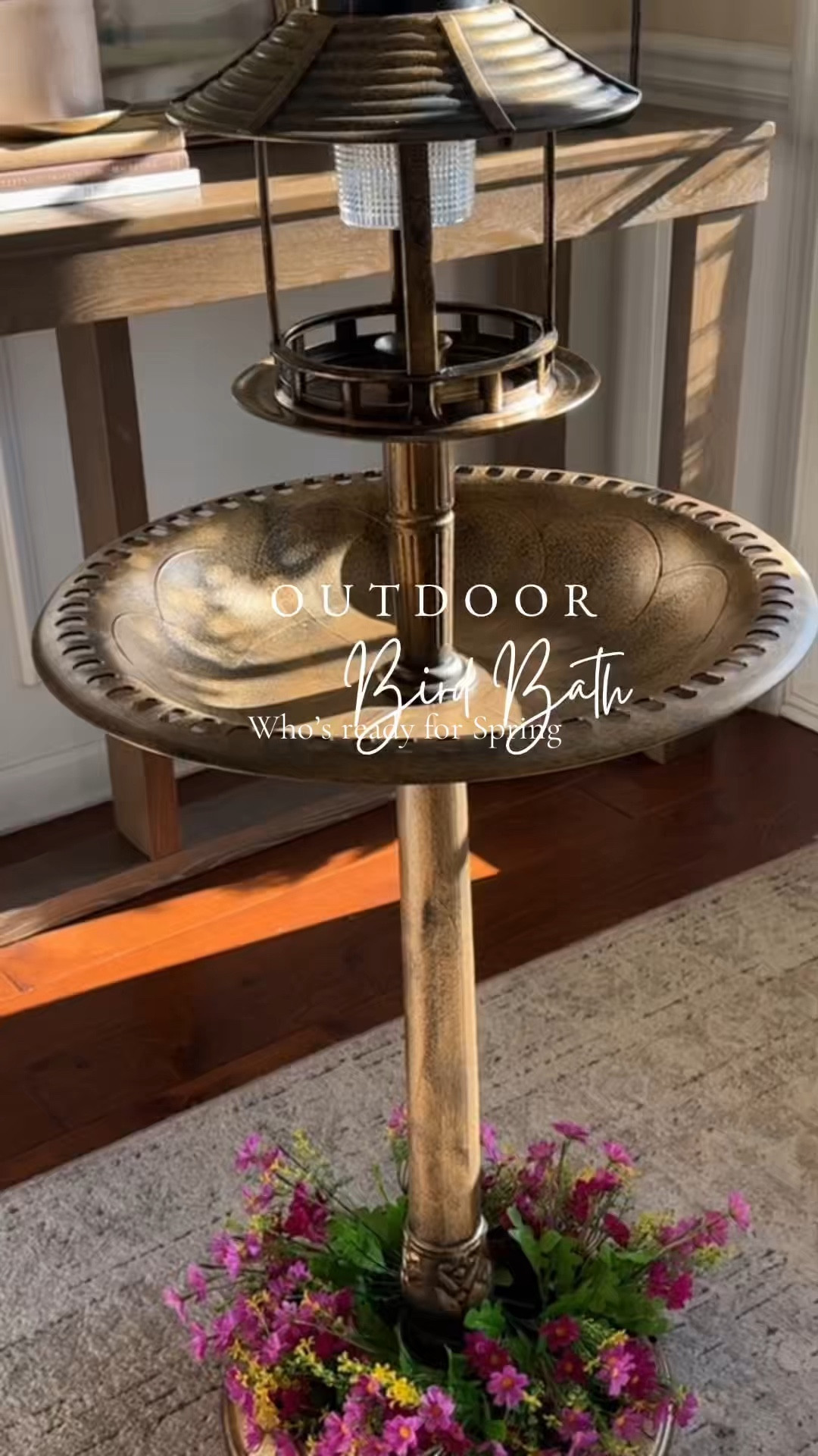 This is the prettiest  outdoor bird bath with solar light, bird feeder, flower planter for outside gardens / yard 
#spring #garden #outdoors #patio

#LTKHome