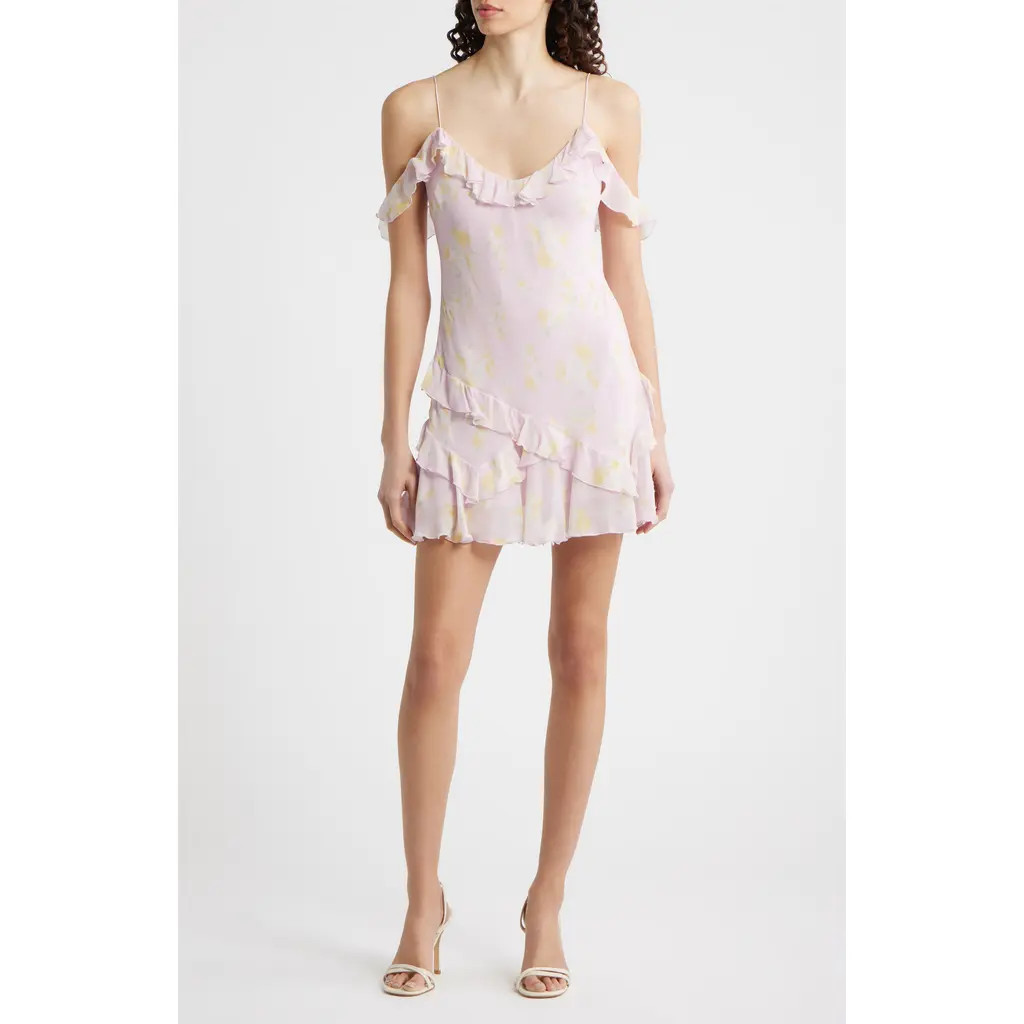 LoveShackFancy Timara Ruffle Minidress in Wisteria Sun at Nordstrom, Size 0 | Nordstrom
