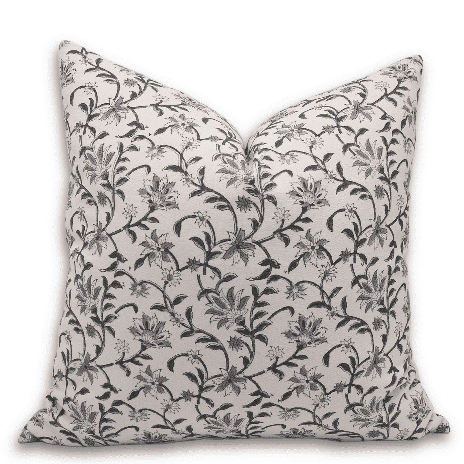 Fabdivine Block Print Throw Pillow Cover, 22x22 Inch Duck Canvas Decorative Cushion Cover, Floral... | Walmart (US)