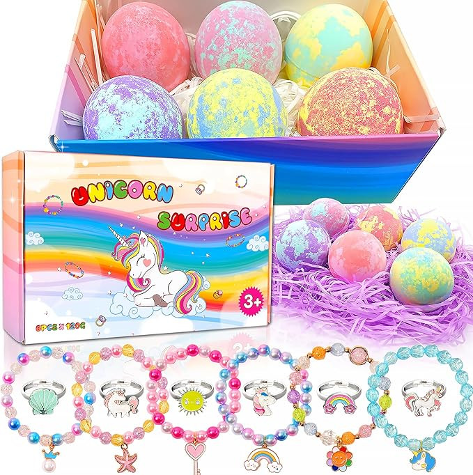 Unicorn Bath Bombs with Surprise Inside for Kids Girls, Bath Bombs Surprise Birthday Gifts Unicor... | Amazon (US)