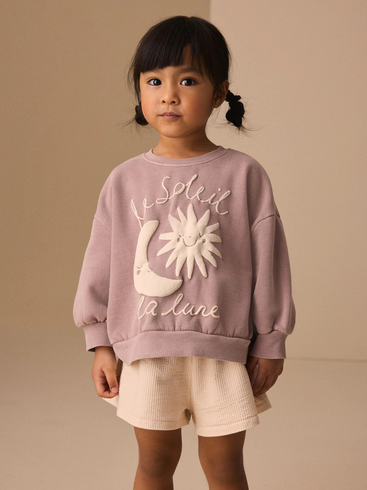 Brown Moon & Sun Crew Neck Sweatshirt & Shorts Set (3mths-7yrs) | Next US