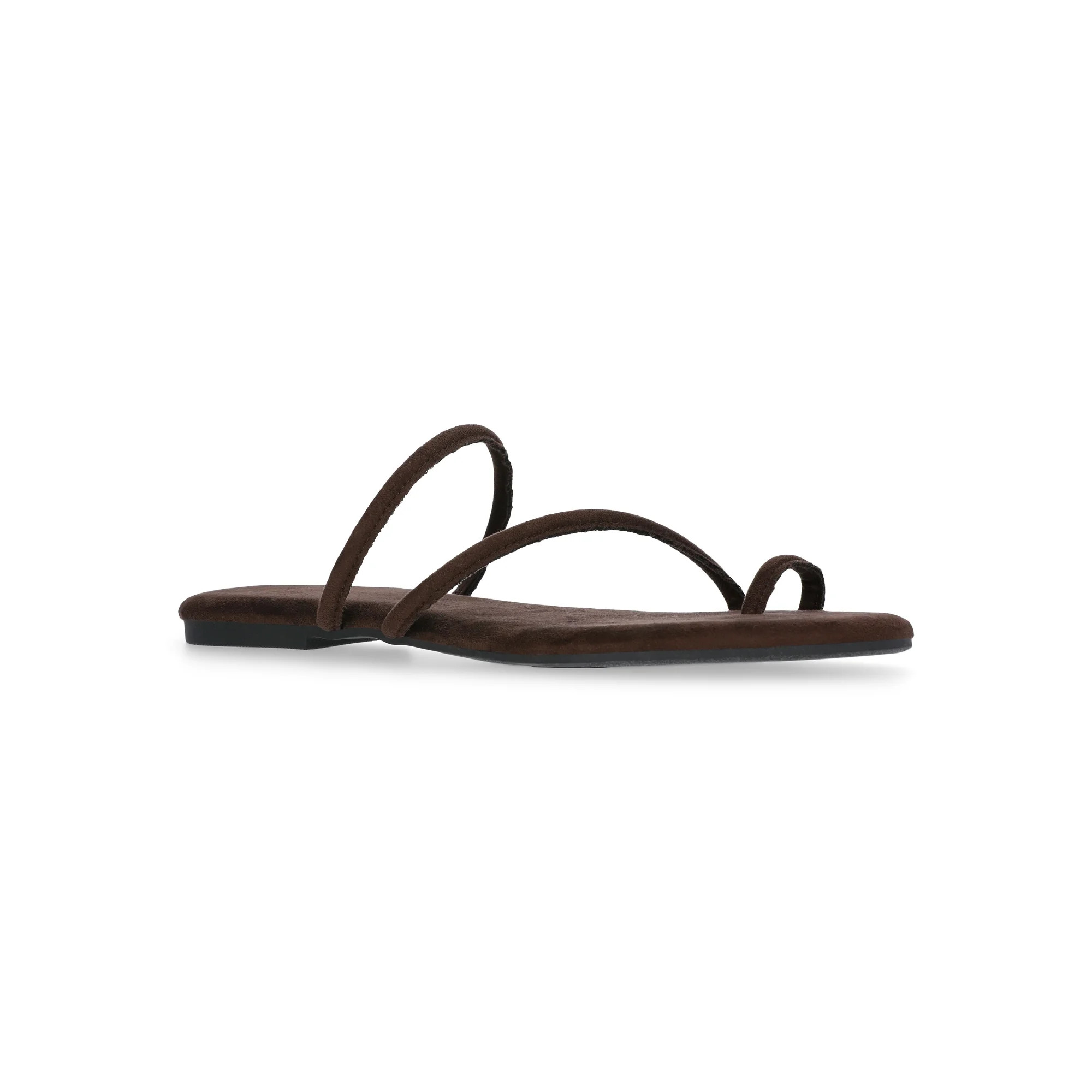Time and Tru Women's Faux Suede Barely There Toe Loop Sandals | Walmart (US)