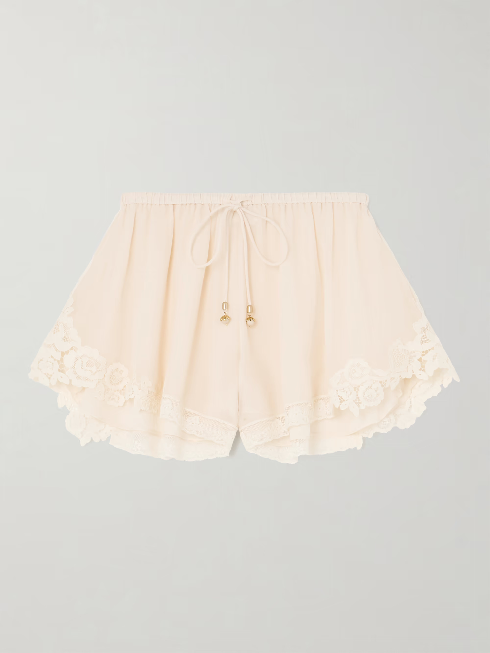 Awaken lace-trimmed cotton and silk-blend crepe de chine shorts | NET-A-PORTER (UK & EU)