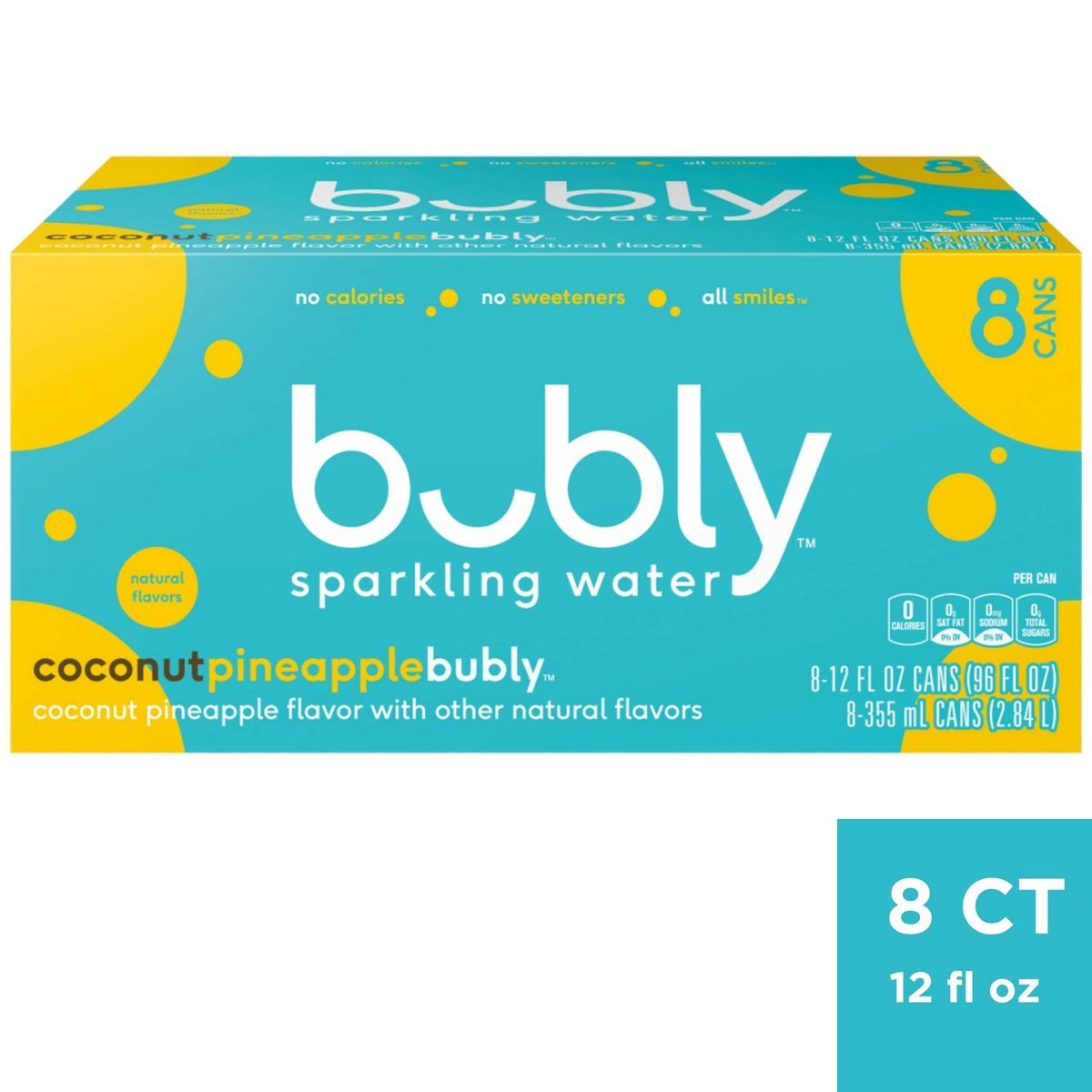 bubly Coconut Pineapple Sparkling Water - 8pk/12 fl oz Cans | Target