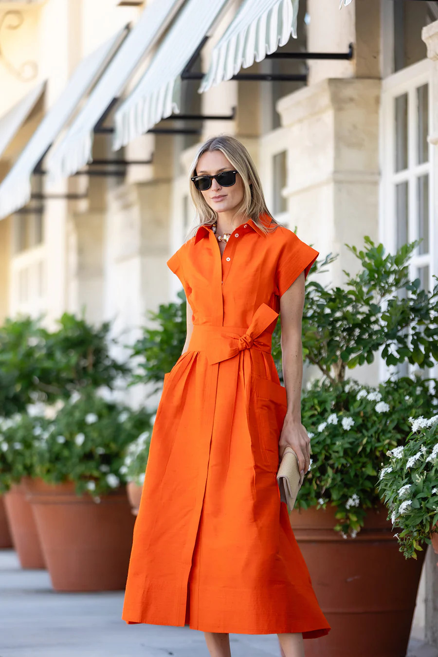 Betty Dress Dupioni - Tangerine | Julia Amory