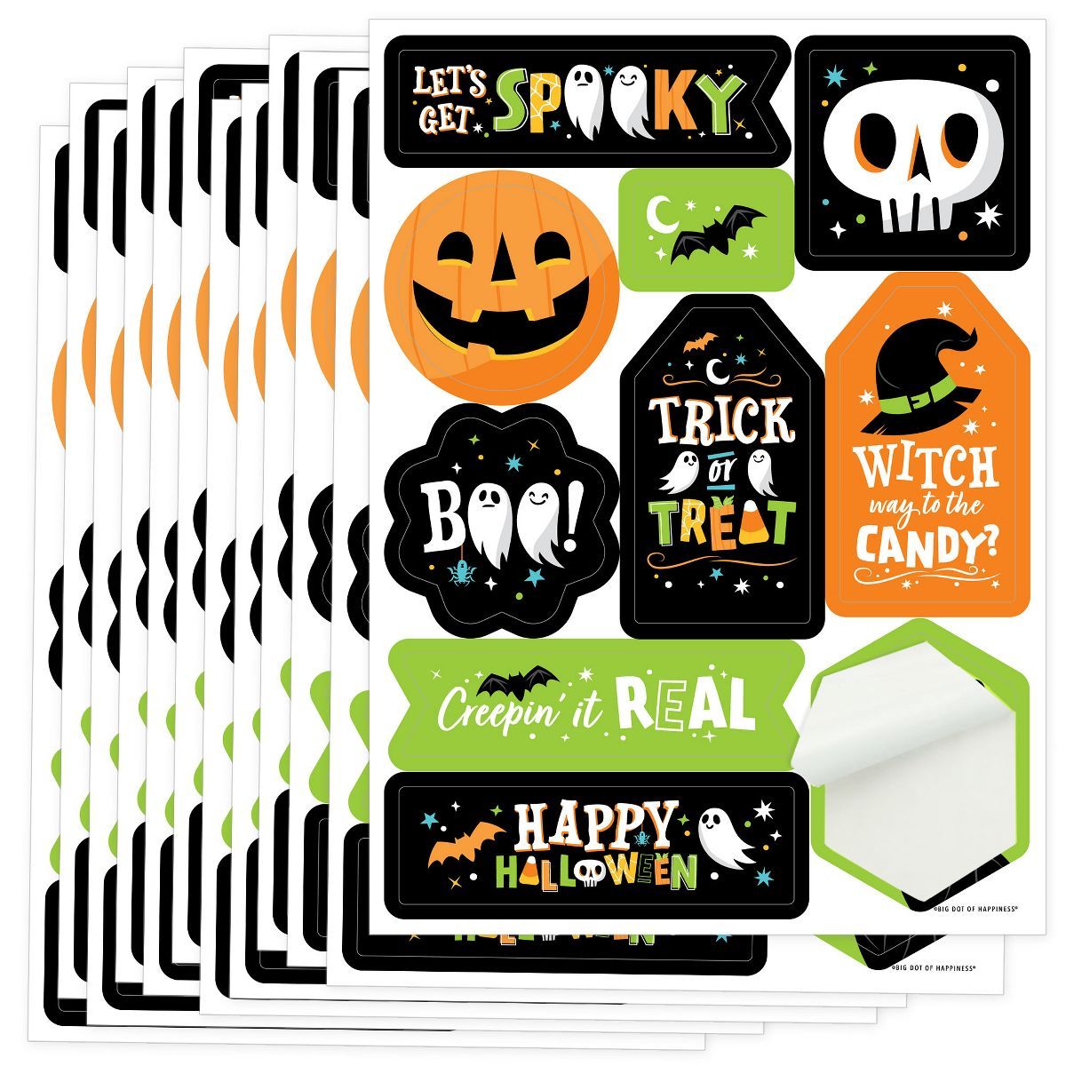 Big Dot of Happiness Jack-O'-Lantern Halloween - Kids Halloween Party Favor Sticker Set - 12 Shee... | Target