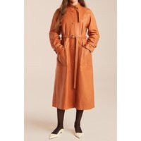 Slim Leather Trench Coat - Sienna / 0 | Rebecca Taylor