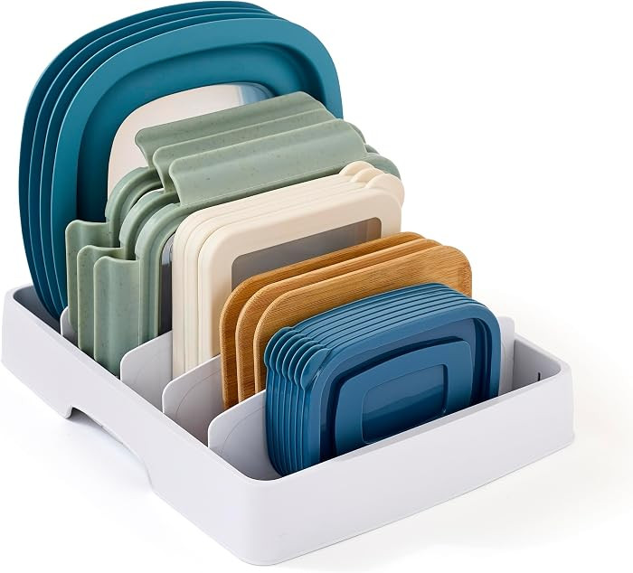 YouCopia StoraLid Food Container Lid Organizer for Kitchen Cabinet Storage with 5 Adjustable Divi... | Amazon (US)