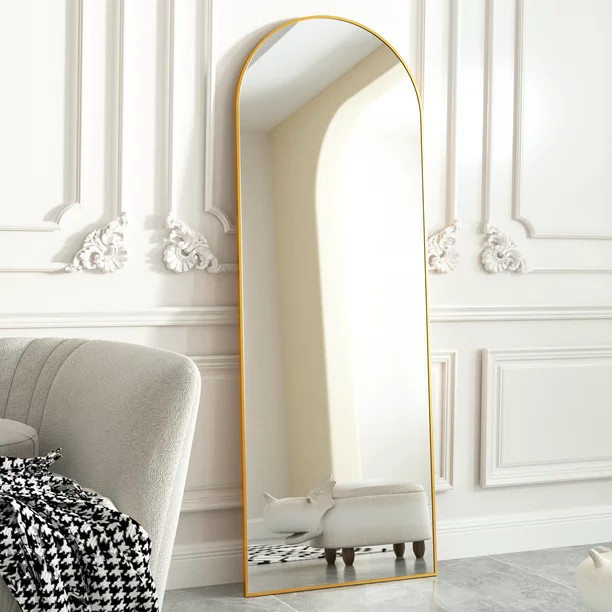 BEAUTYPEAK Arched Full Length Floor Mirror 64"x21.1" Full Body Standing Mirror,Gold - Walmart.com | Walmart (US)