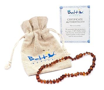 Baltic Amber Teething Necklace For Babies (Unisex) (Cognac) - Anti Flammatory, Drooling & Teething P | Amazon (US)