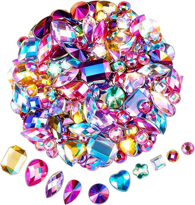 1200 Pcs AB Rhinestones for Bedazzling, Rainbow Effect Craft Gems for Crafting, Flatback Embellishments Gemstone for Halloween Pirate Party Decorations (00 Mixed Colors AB) | Amazon (US)
