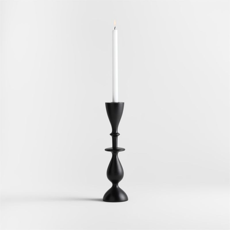 Vantaa Black Taper Holder 14.5" | Crate and Barrel | Crate & Barrel