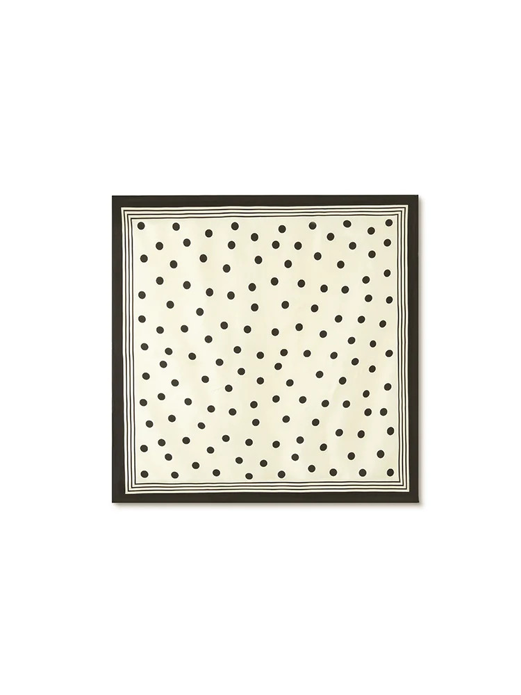 Polka Dots Printed 61 Square Pure Mulberry Silk Scarf | GOELIA