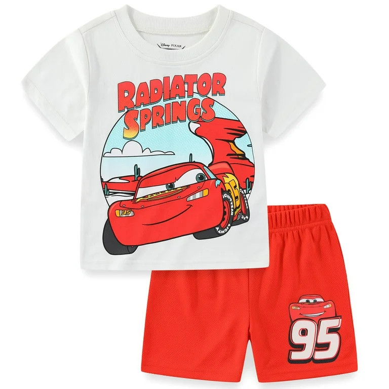 Disney Cars Lightning McQueen Short Sleeve T-Shirt and Shorts Set (Boys), 2 Piece Set, Sizes 2T-5... | Walmart (US)