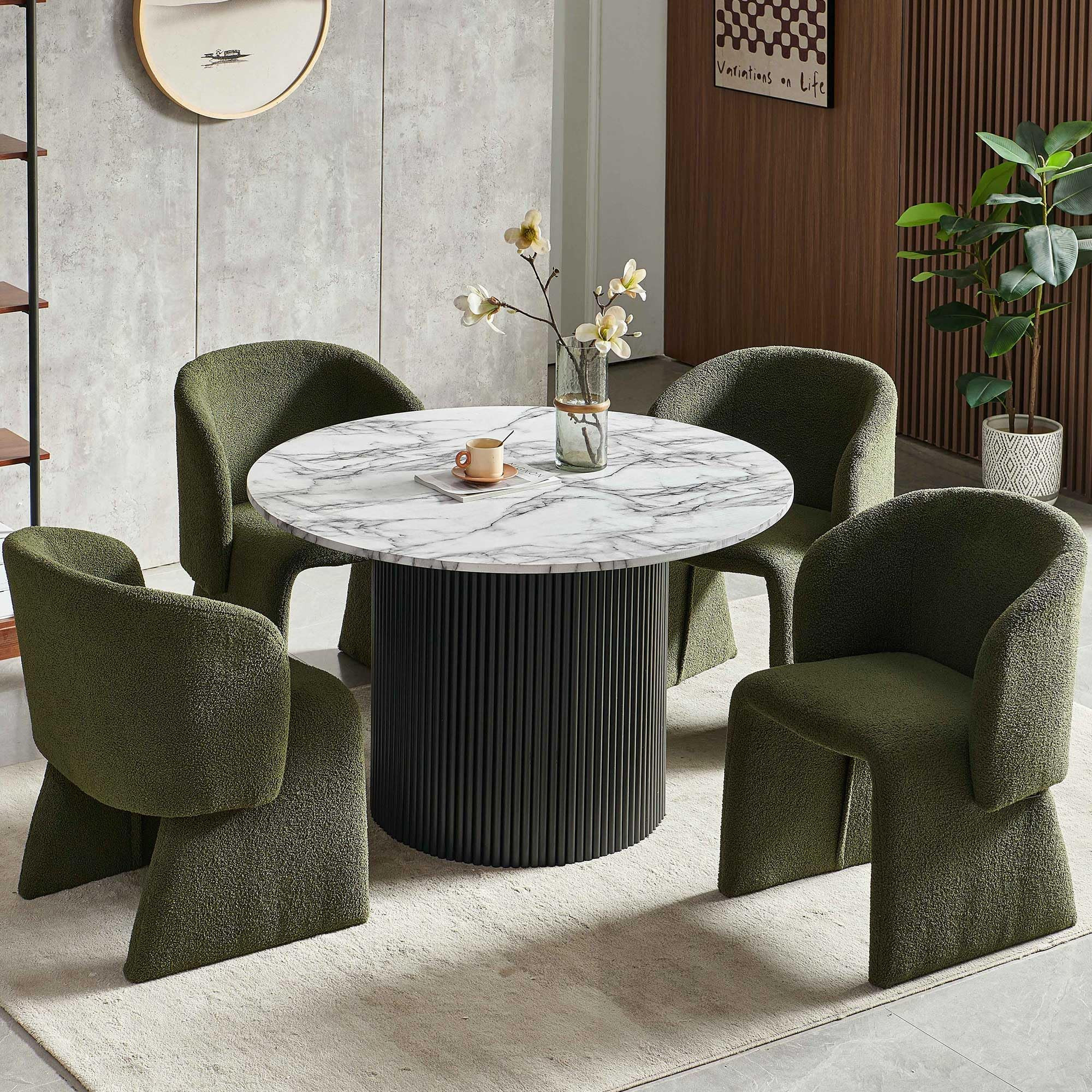 NORDICANA Barrel Dining Room Chairs with Arms, Faux Fur Accent Chairs Set of 4, for Kitchen, Livi... | Amazon (US)