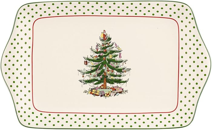 Spode Christmas Tree 12-Inch Polka Dot Dessert Tray - Festive Holiday Serving Platter for Dessert... | Amazon (US)