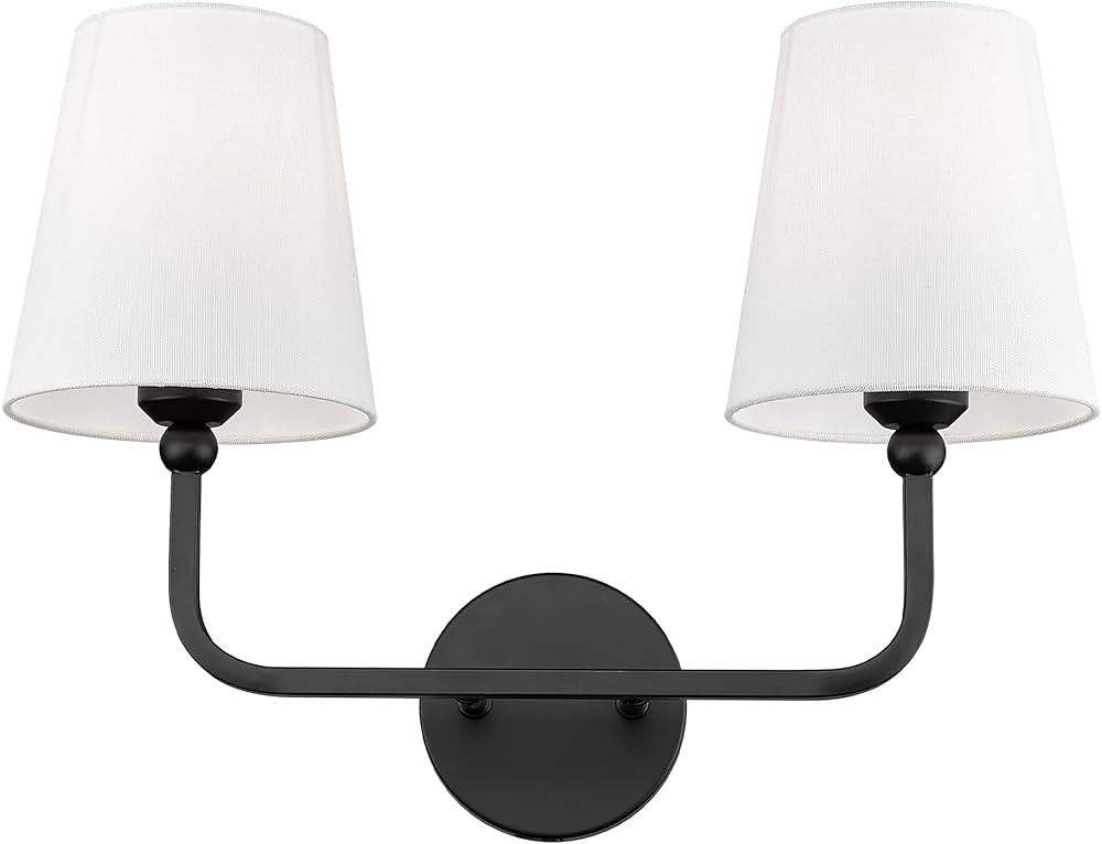 2-Light Bathroom Vanity Light Fixtures in Matte Black Finish, Modern Bedside Wall Sconces with Fl... | Amazon (US)