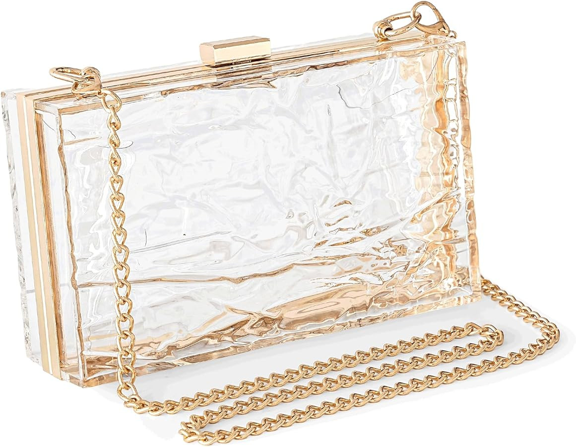 WJCD Womens Clear Purse Acrylic Evening Bags clear clutch purse Ripple Shaped Vintage Banquet Han... | Amazon (US)