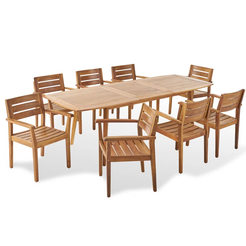 Maldonado 8 - Person Rectangular Extendable Outdoor Dining Set | Wayfair North America