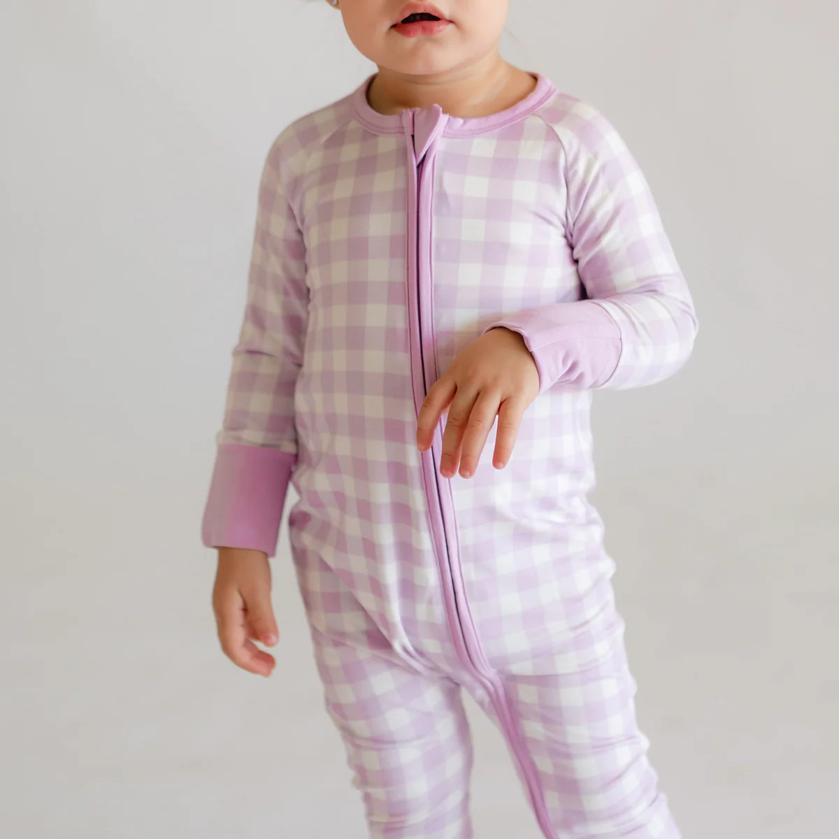 Infant Romper in Purple Gingham | Silks Design