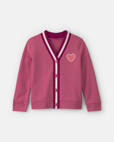 Girls Heart French Terry Cardigan Sweater - Pink | Carter's | Carter's Inc