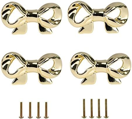 TKGKHK Bow Shape Dresser Knobs, 4 pcs Zinc Alloy Pulls Handle for Cabinet Drawer Cupboard, Decor ... | Amazon (US)