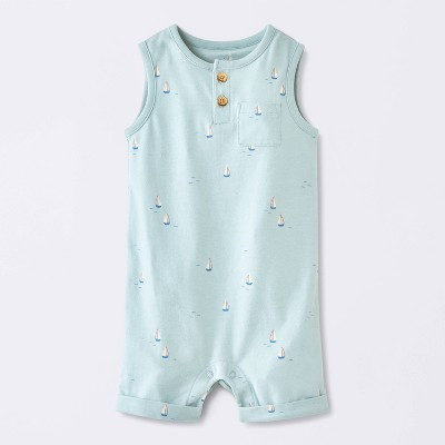 Baby Boys' Sailboat Henley Tank Romper - Cloud Island™ Blue 6-9M | Target