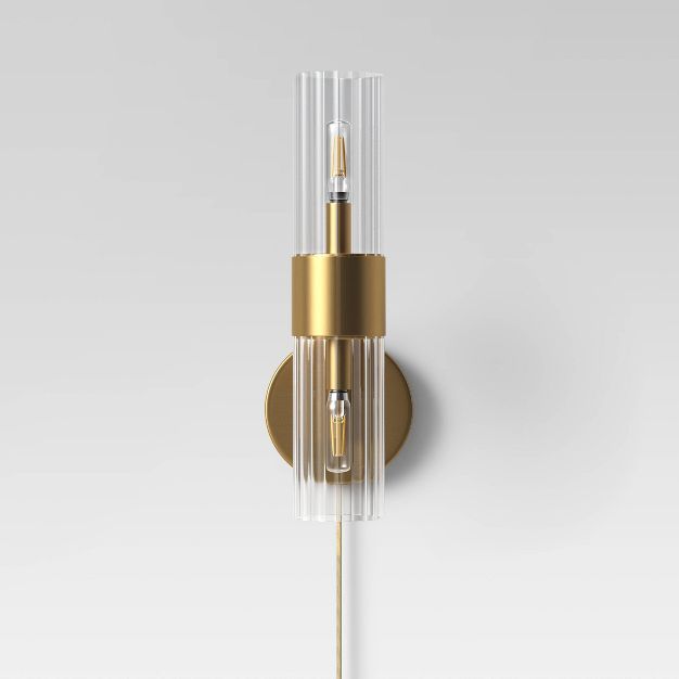 Ribbed Glass Sconce Lamp Brass  - Project 62™ | Target