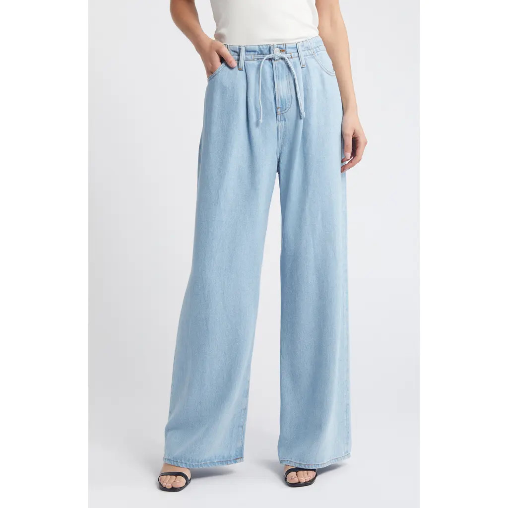 FRAME Super Drape Wide Leg Denim Drawstring Pants in Calabria at Nordstrom, Size 32 | Nordstrom