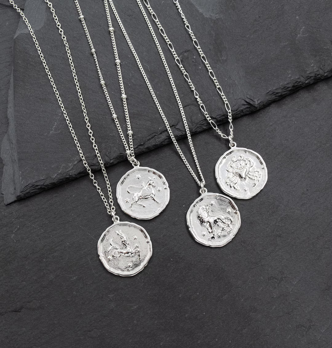 Silver Zodiac Necklace, Astrology Jewelry, Horoscope Necklace, Dainty Zodiac Necklace - Etsy | Etsy (US)