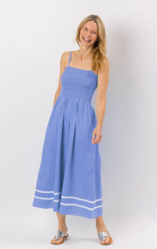 Hydrangea Spaghetti Strap Midi Dress with Ric-Rac | Sail to Sable