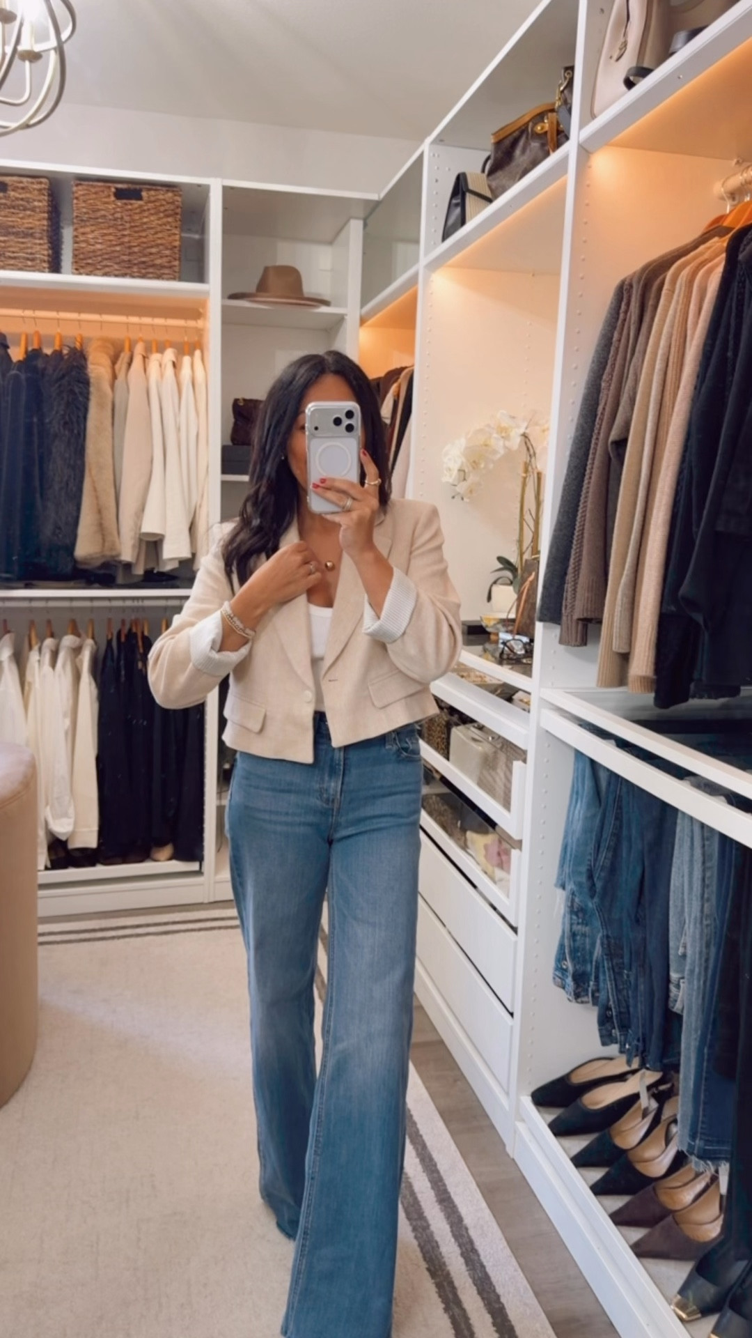 Love this blazer- Wearing a small 
My favorite $50 jeans- fits TTS wearing in the 32-inch inseam, perfect with heels

#LTKootd #LTKOver40